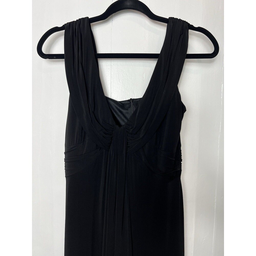 David Meister Sz 6 Black Twisted V Neck Dress Sleeveless Ruched Shift Sheath